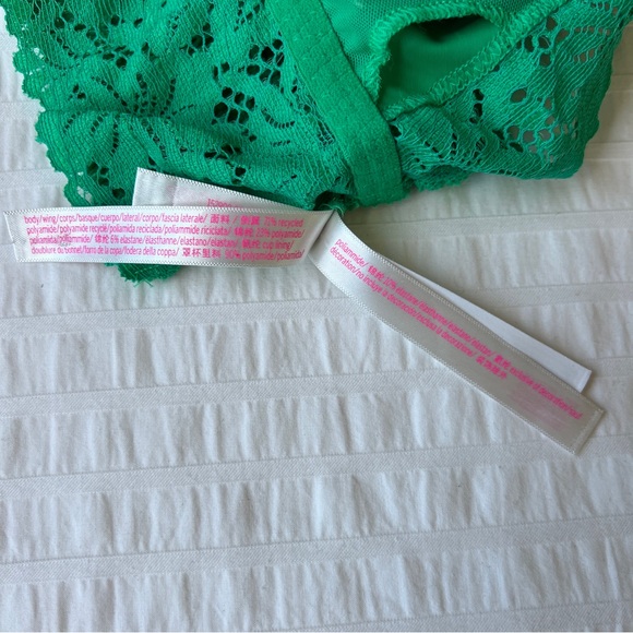 NWOT PINK Victoria's Secret Lace Longline Bralette in Kelly Green, L - Picture 13 of 14